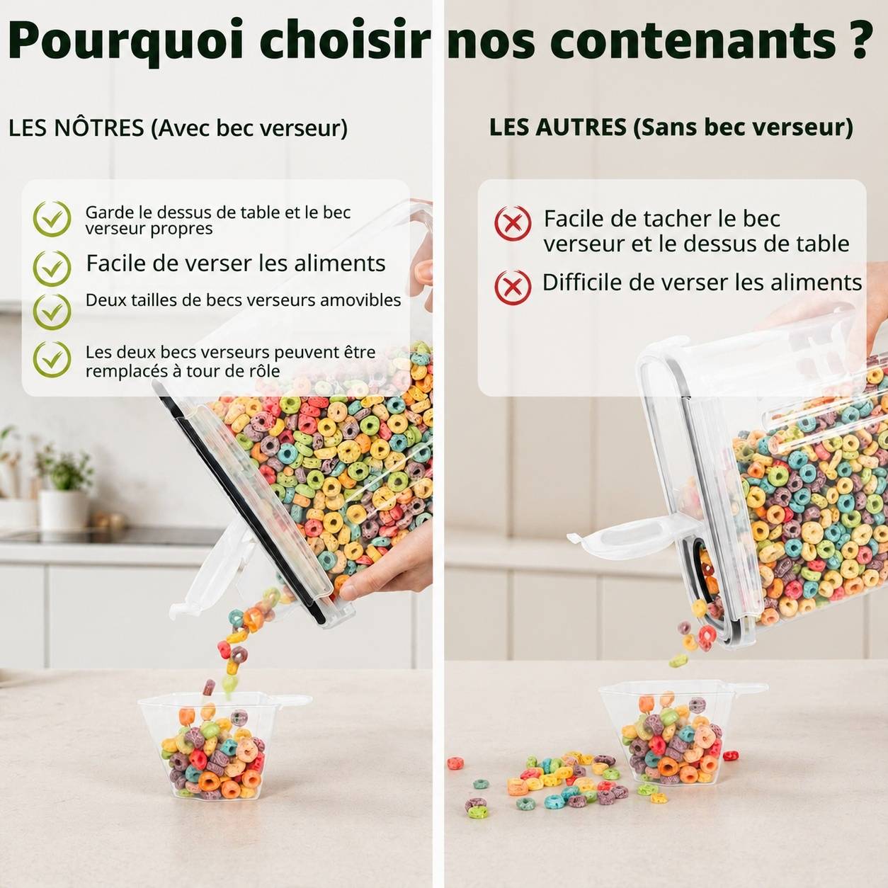 Boîtes Alimentaires Hermétiques Empilables avec Bec Verseur, Lot de 8 4L - Image 4
