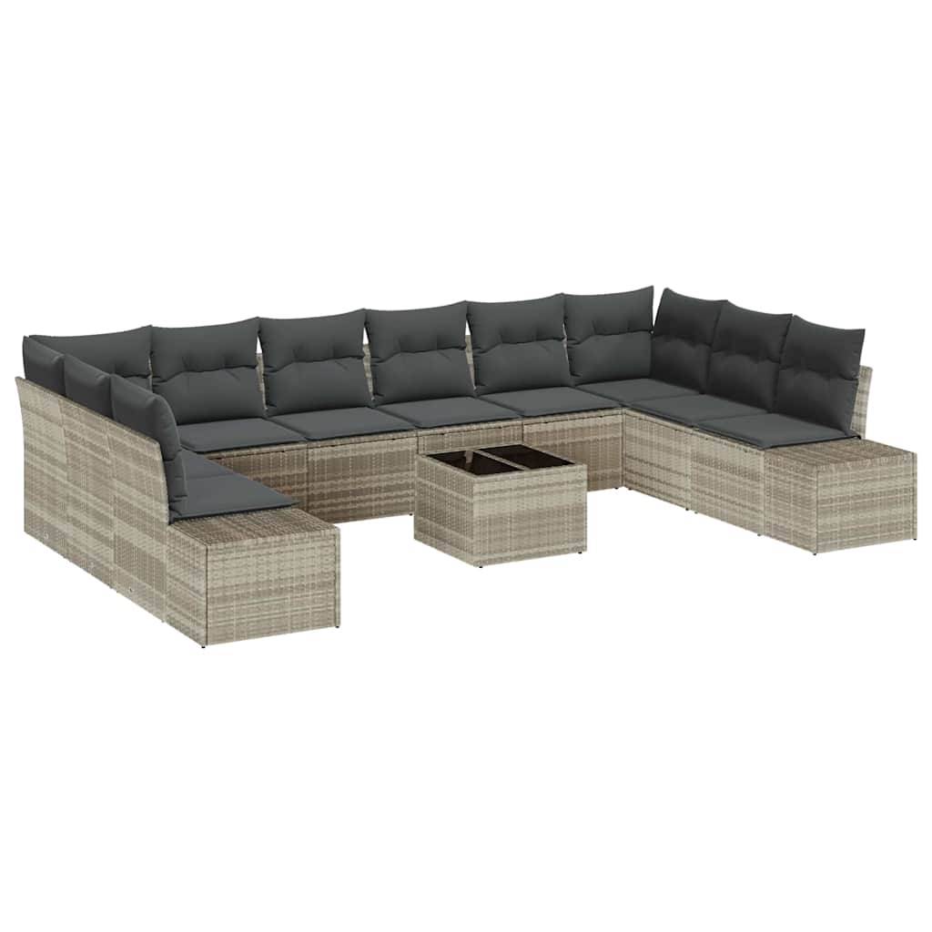 Canapé d'Angle Extérieur 10 pcs Gris Clair – Polyrotin Durable & Coussins Zippés – Terrasse & Balcon – ComfortXL Outdoor Living - Image 2