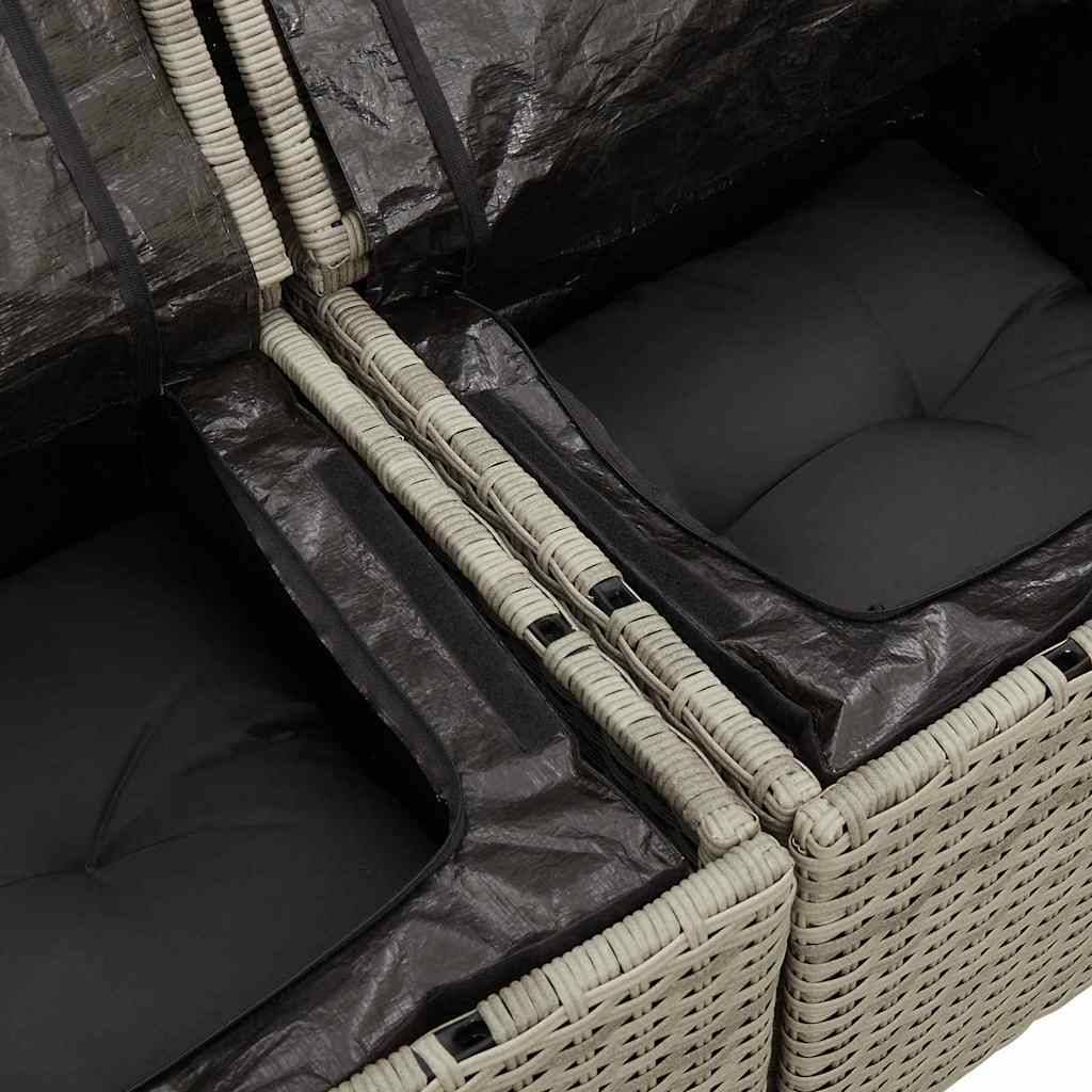 Canapé d'Angle Extérieur 10 pcs Gris Clair – Polyrotin Durable & Coussins Zippés – Terrasse & Balcon – ComfortXL Outdoor Living - Image 9