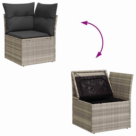 Canapé d'Angle Extérieur 10 pcs Gris Clair – Polyrotin Durable & Coussins Zippés – Terrasse & Balcon – ComfortXL Outdoor Living - Image 5
