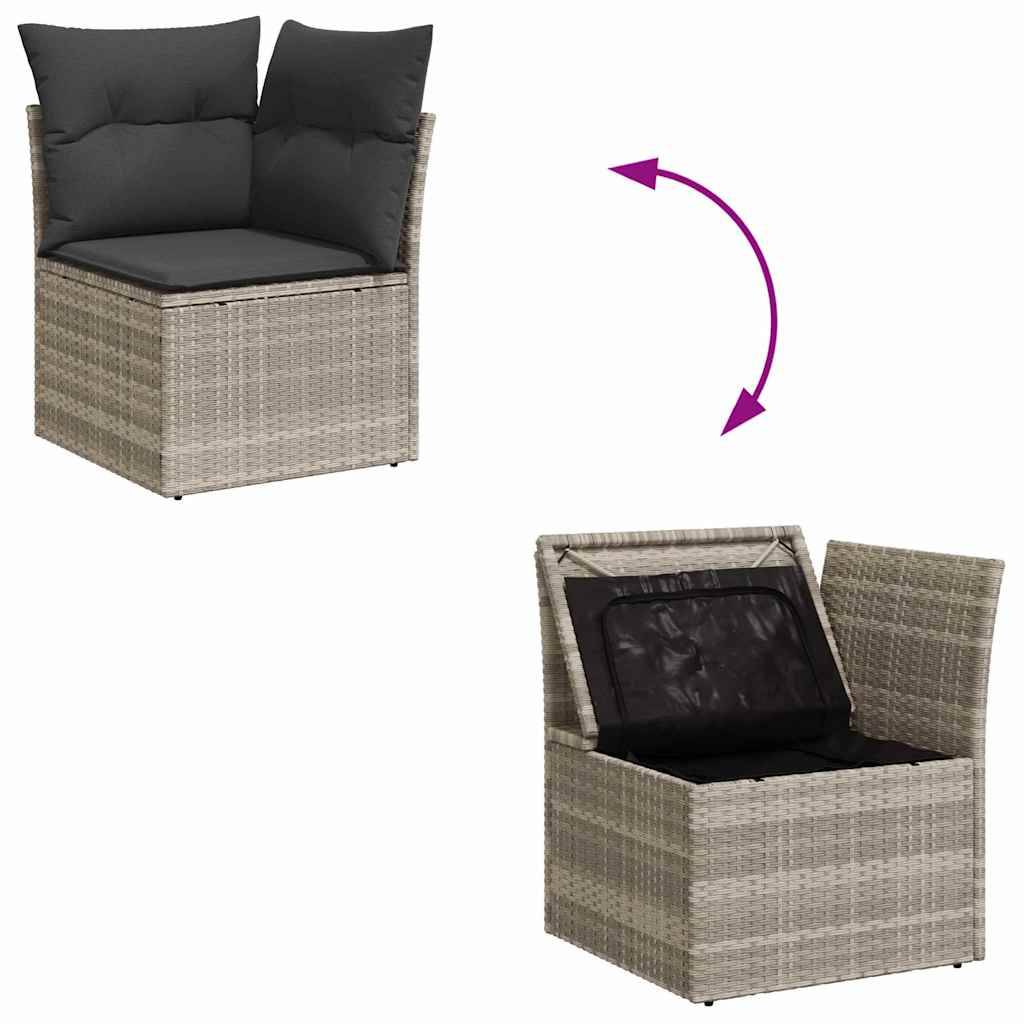 Canapé d'Angle Extérieur 10 pcs Gris Clair – Polyrotin Durable & Coussins Zippés – Terrasse & Balcon – ComfortXL Outdoor Living - Image 5