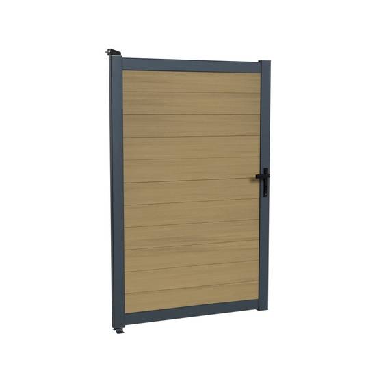 Kit Portillon Composite CRUZ Cèdre - Hauteur : 183cm - Largeur max : 120 cm - Largeur ajustable - Compatible clôture CRUZ - Image 3