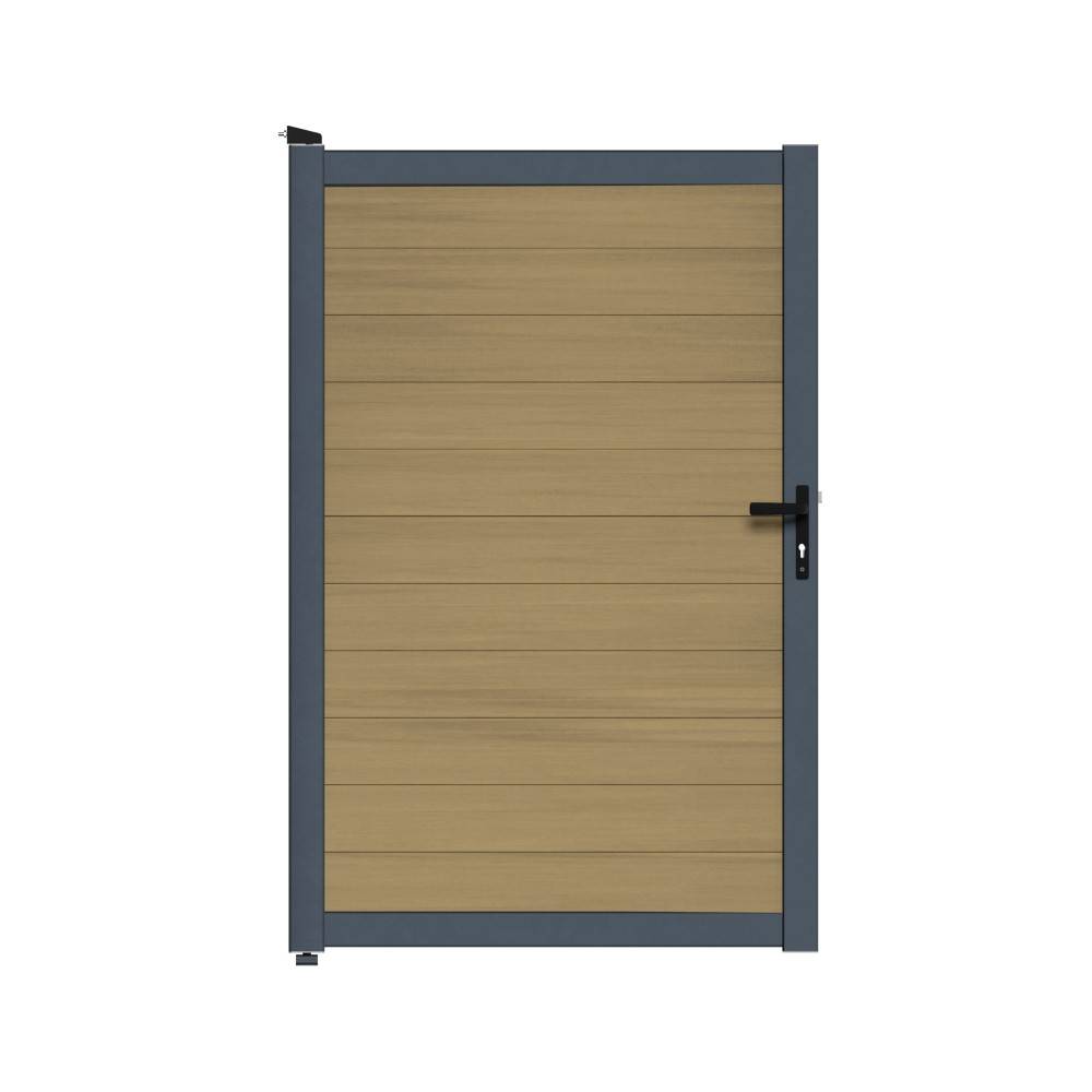 Kit Portillon Composite CRUZ Cèdre - Hauteur : 183cm - Largeur max : 120 cm - Largeur ajustable - Compatible clôture CRUZ - Image 2
