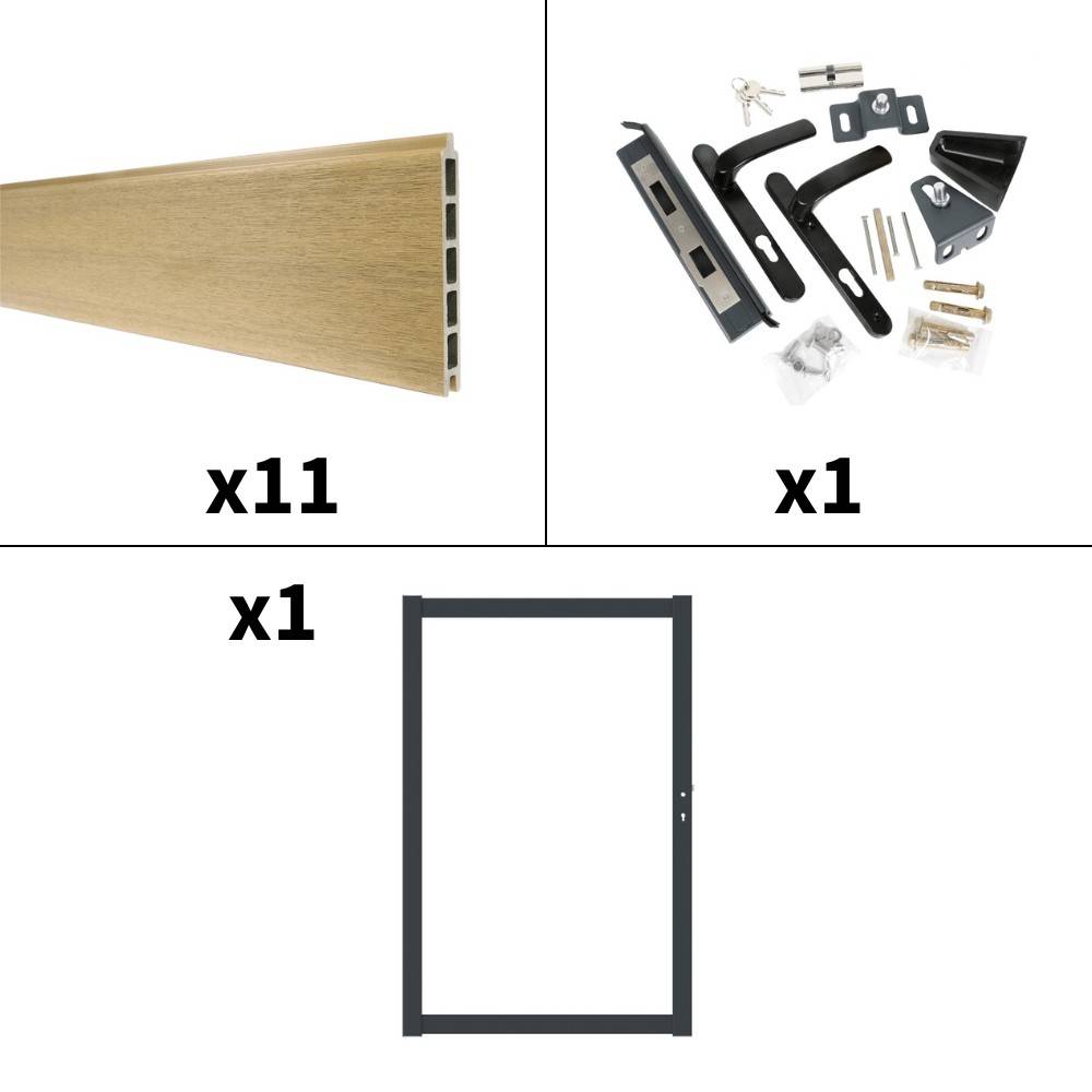 Kit Portillon Composite CRUZ Cèdre - Hauteur : 183cm - Largeur max : 120 cm - Largeur ajustable - Compatible clôture CRUZ - Image 4