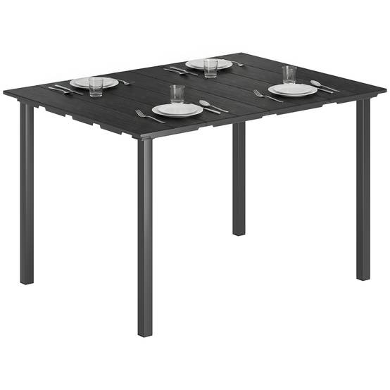 Table de jardin pour 6 personnes avec plateau en PEHD et structure en métal, 120 x 90 x 74 cm, noire - Image 1