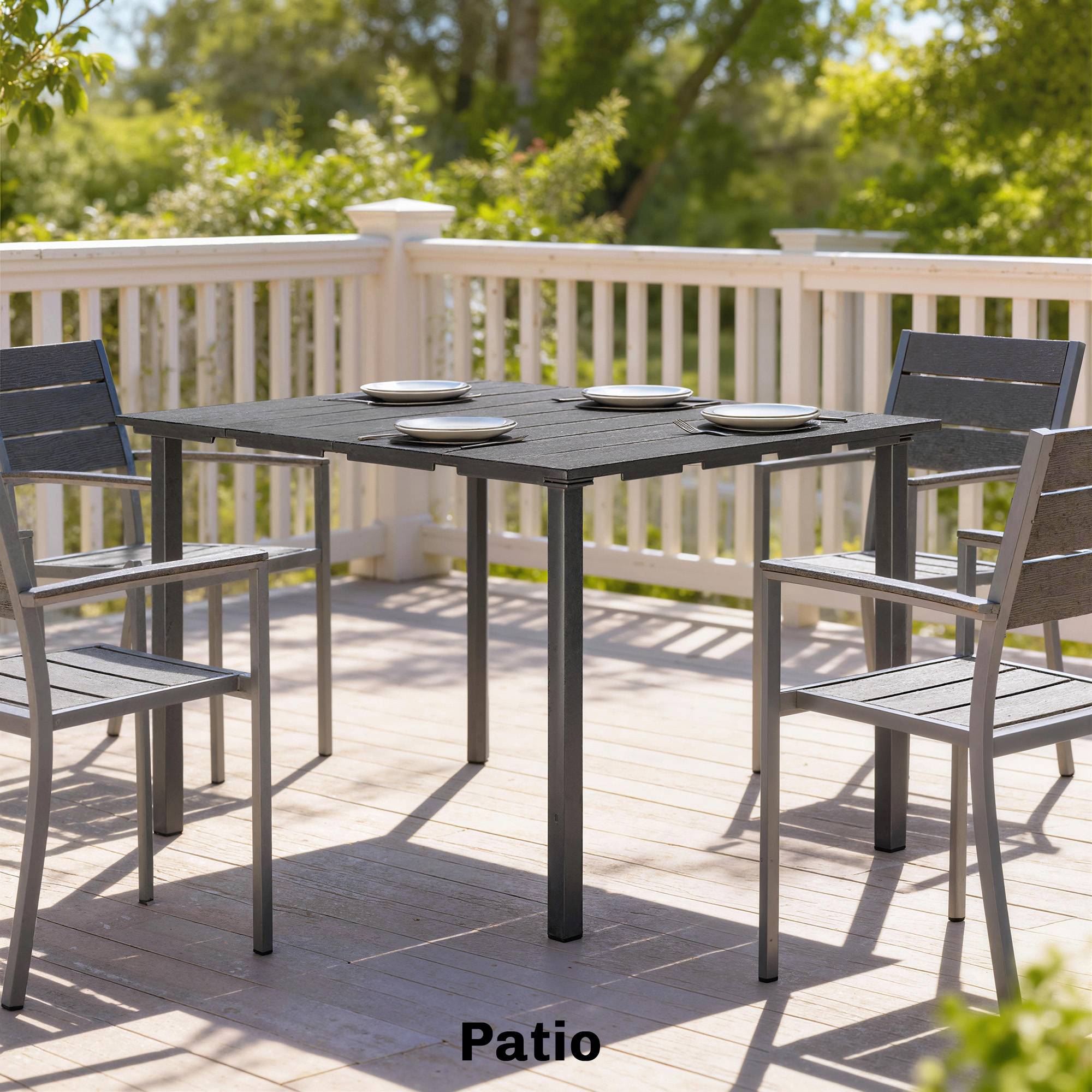 Table de jardin pour 6 personnes avec plateau en PEHD et structure en métal, 120 x 90 x 74 cm, noire - Image 10