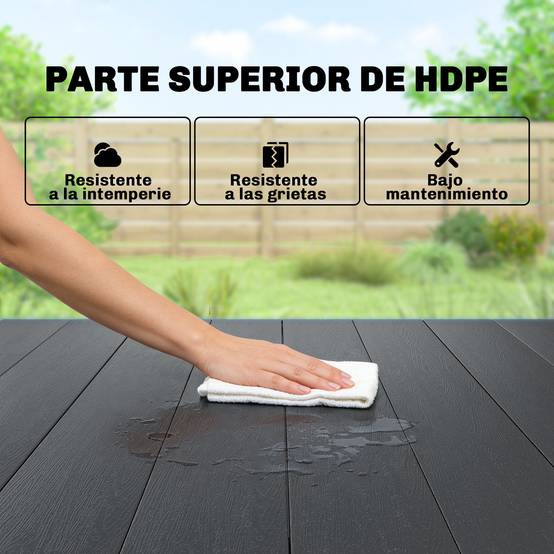 Table de jardin pour 6 personnes avec plateau en PEHD et structure en métal, 120 x 90 x 74 cm, noire - Image 7