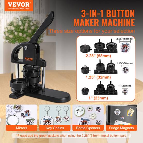 Vevor - VEVOR Machine à badges 25/32/58mm, 300 kits, livre magique Panda, pour badges plastique résistants à épingle. - Image 2