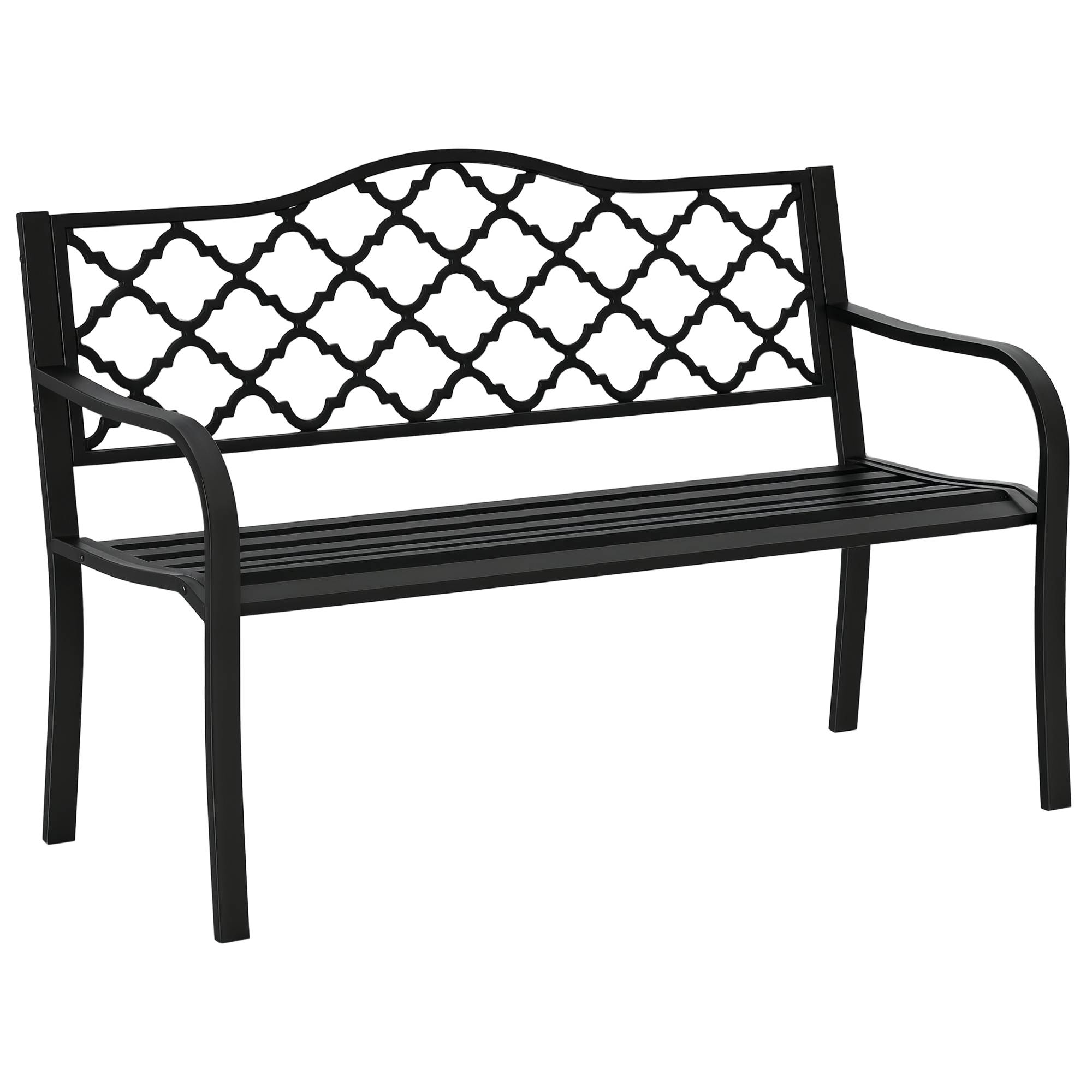 Outsunny - Banc de jardin 2 places - en fonte style antique - accoudoirs et dossier - 128 x 58,5 x 89 cm - noir - Outsunny