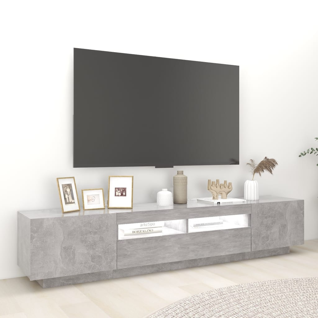 Vidaxl - Meuble TV avec lumières LED Gris béton 200x35x40 cm - vidaXL - Imagen 3