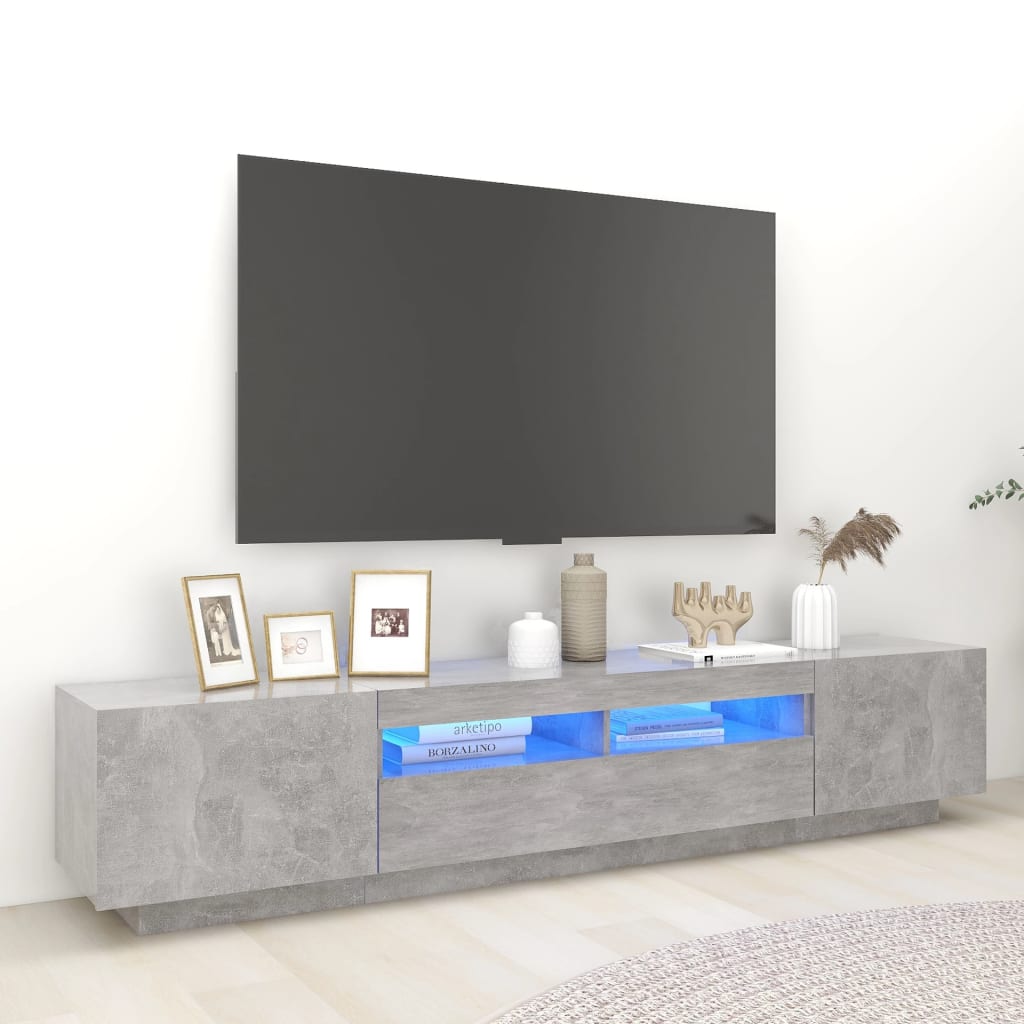 Vidaxl - Meuble TV avec lumières LED Gris béton 200x35x40 cm - vidaXL - Imagen 2