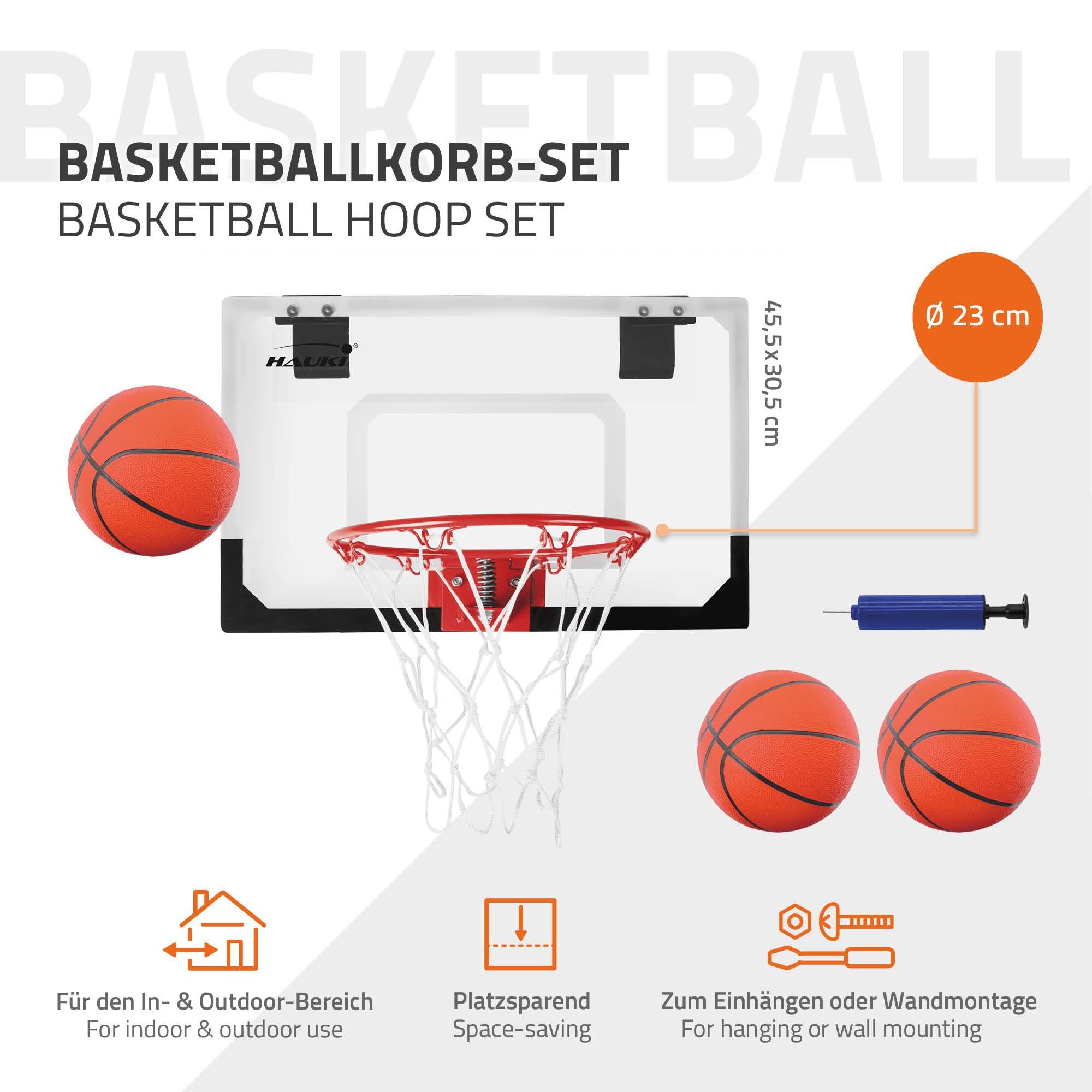 Set panier de basket 45,5x30,5 cm 3 ballons et pompe à balles  panneau et anneau - Imagen 2