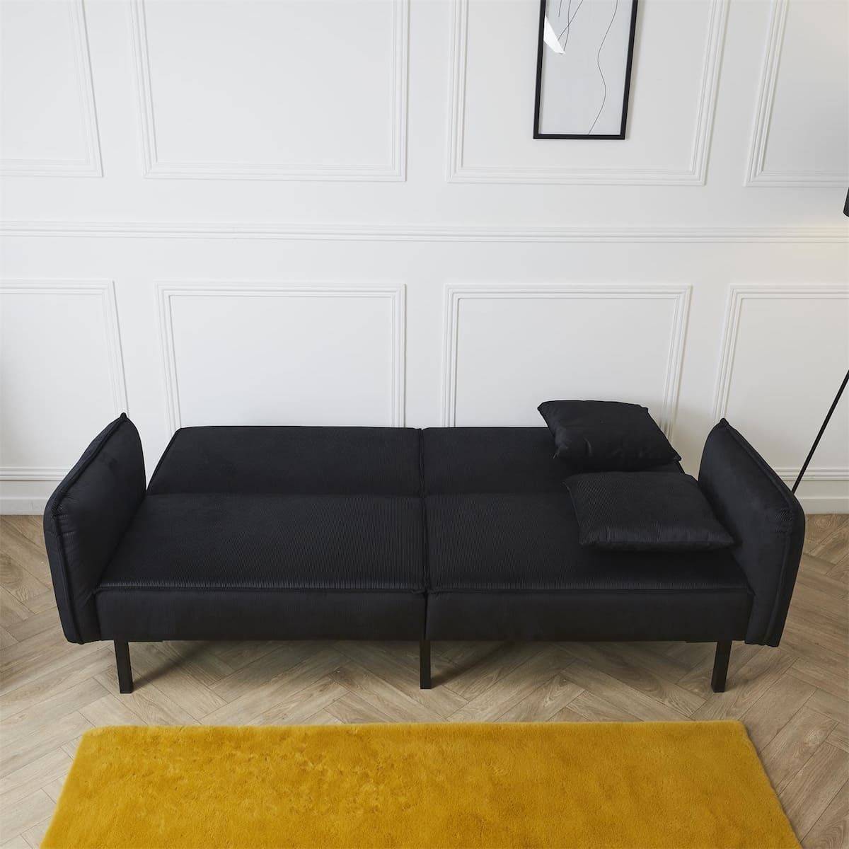 ALTOBUY - Canapé Convertible Bois d'Eucalyptus Velours Noir - KONAE - Image 4
