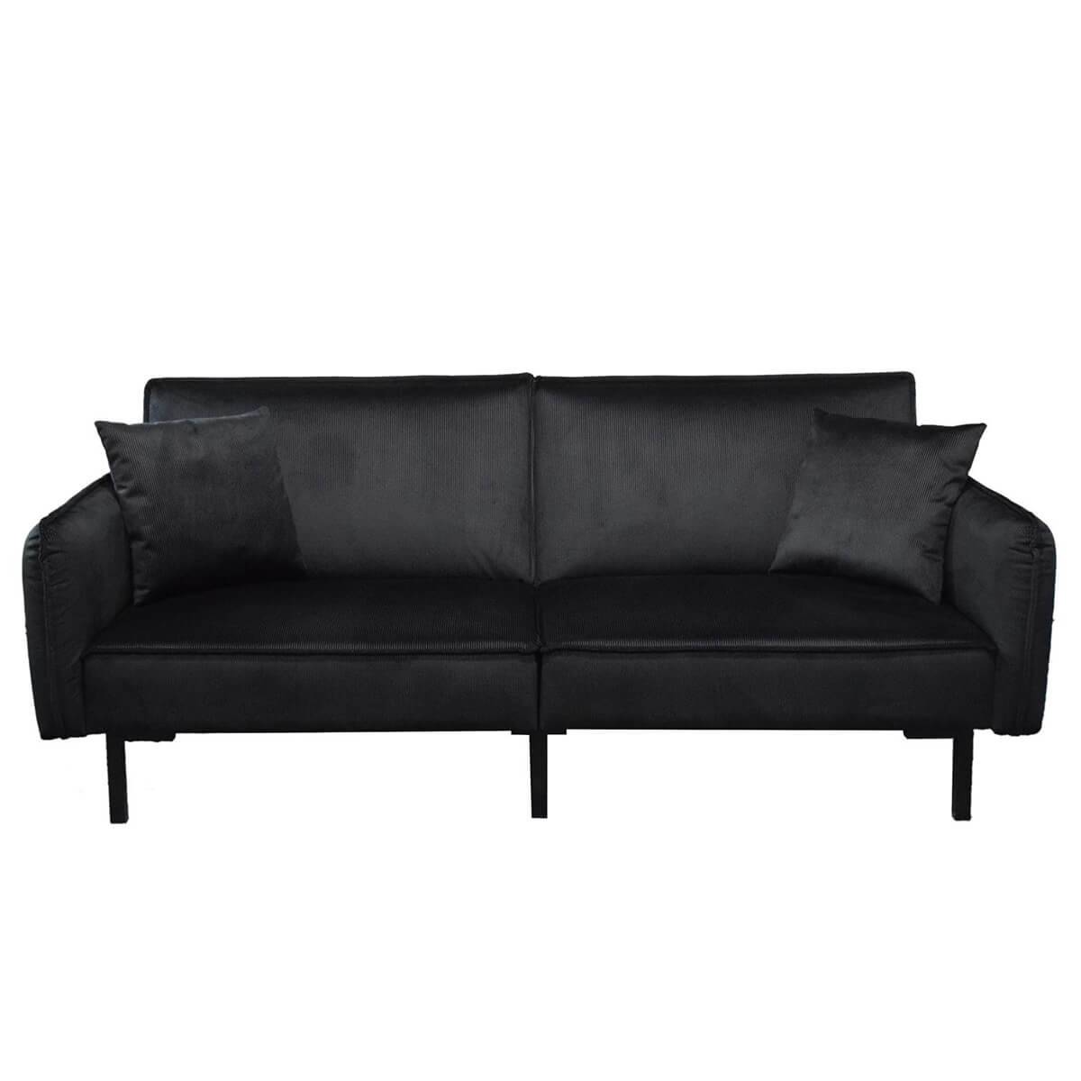 ALTOBUY - Canapé Convertible Bois d'Eucalyptus Velours Noir - KONAE - Image 3