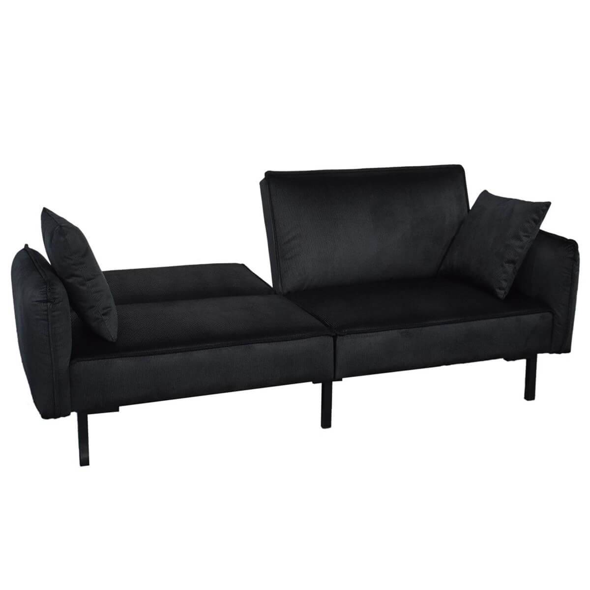 ALTOBUY - Canapé Convertible Bois d'Eucalyptus Velours Noir - KONAE - Image 5