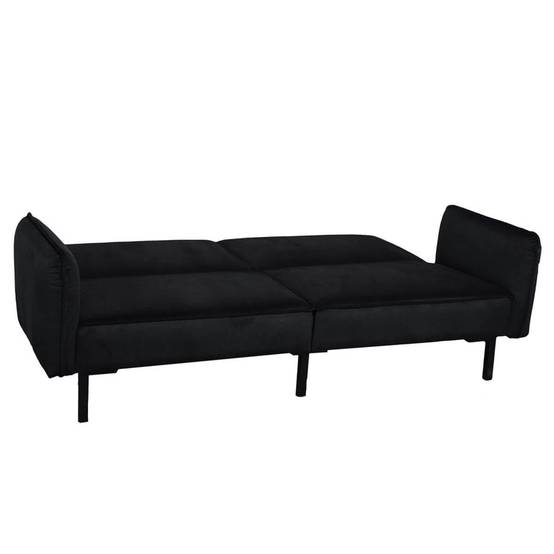 ALTOBUY - Canapé Convertible Bois d'Eucalyptus Velours Noir - KONAE - Image 6