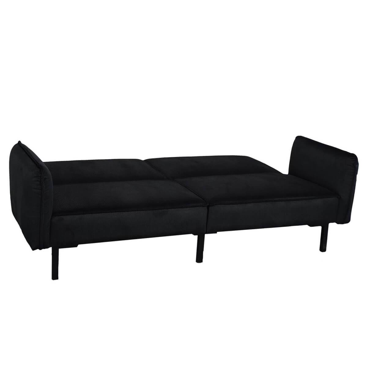 ALTOBUY - Canapé Convertible Bois d'Eucalyptus Velours Noir - KONAE - Image 6