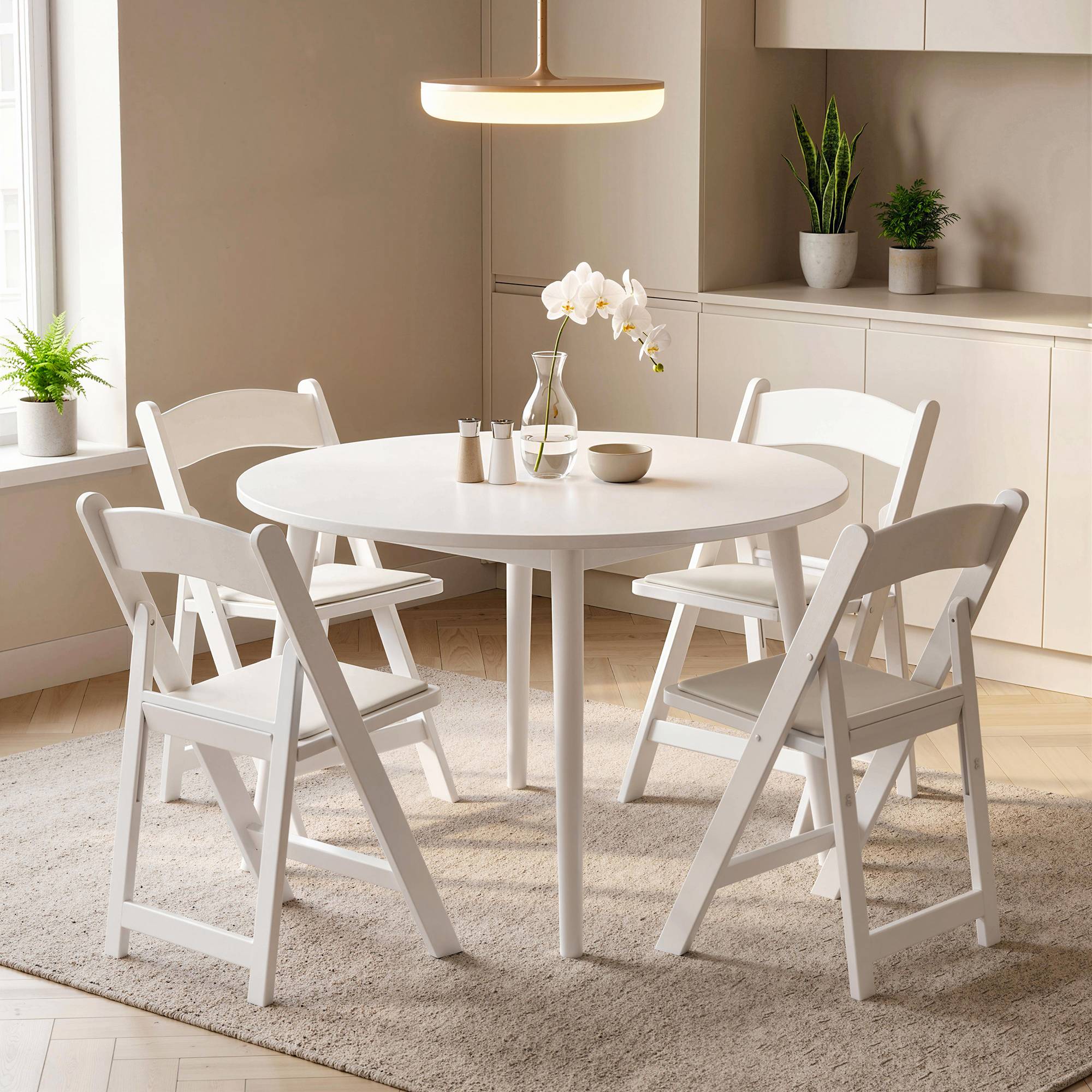 Lot de 4 chaises pliantes en résine et PU, chaises pliantes portables pour intérieur et extérieur, 45x44x78cm, blanc - Image 3