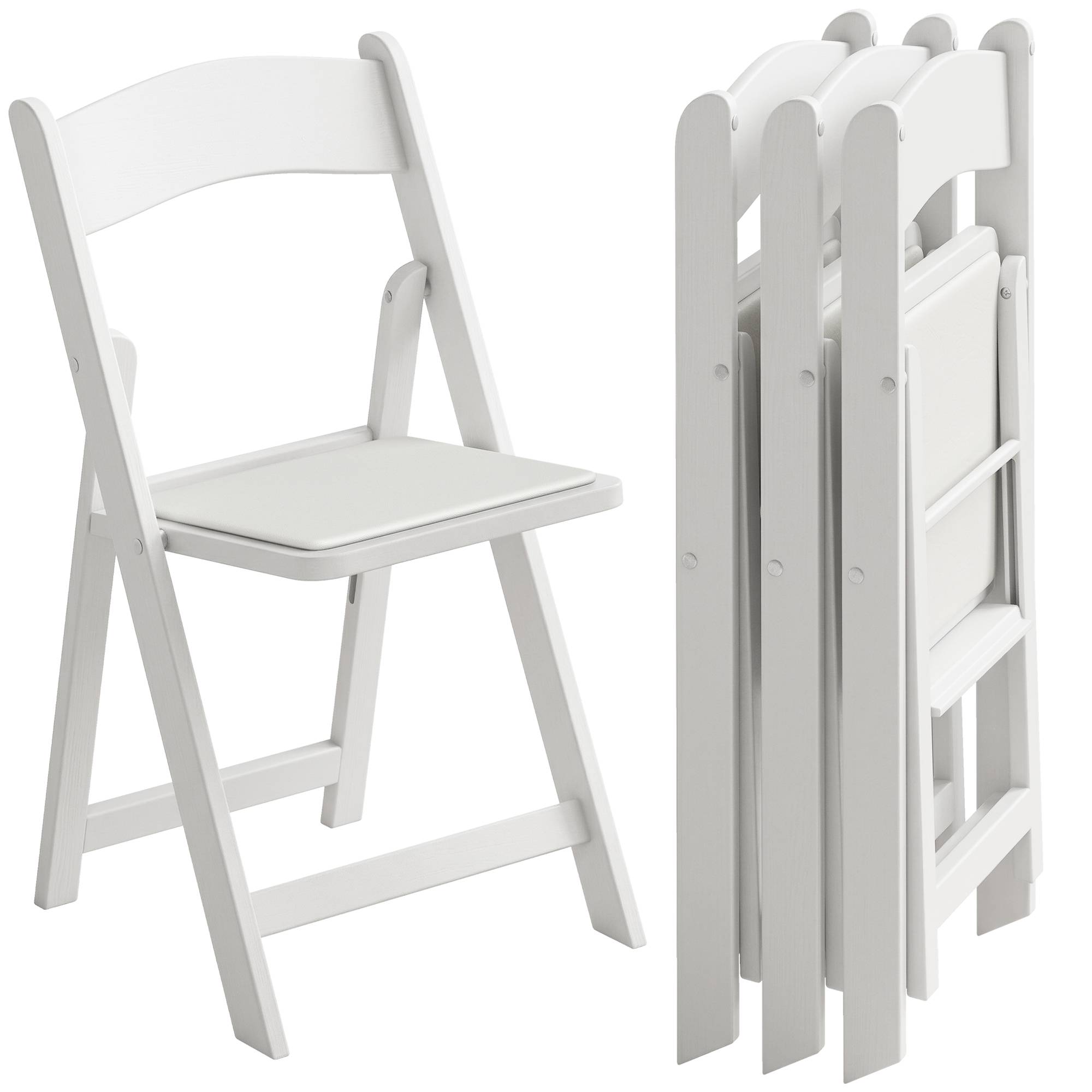 Lot de 4 chaises pliantes en résine et PU, chaises pliantes portables pour intérieur et extérieur, 45x44x78cm, blanc - Image 1