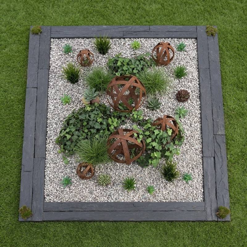 Jardinex - Bordure de jardin ardoise - schiste- Longueur 1 m - Noir  (Lot de 1) - Jardinex - Imagen 3