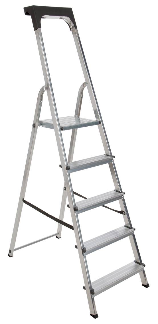 Escabeau aluminium 5 marches avec porte-outils et double rivet - ESCALO