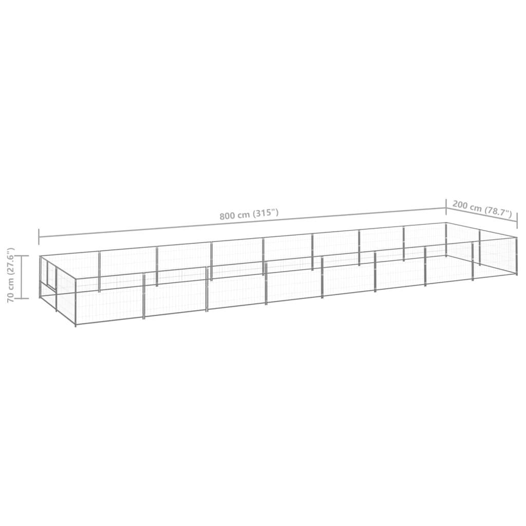 Vidaxl - Chenil Argenté 16 m² Acier vidaXL 3082124 - Imagen 3