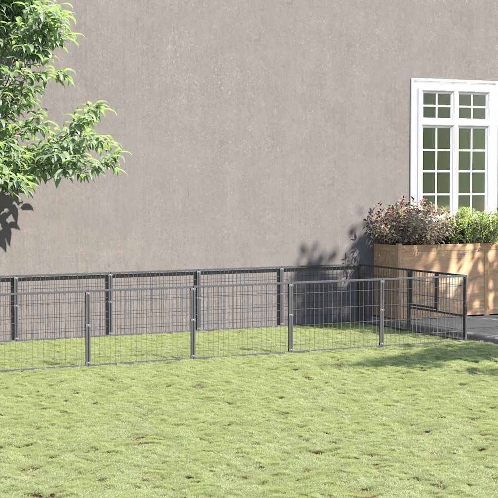 Vidaxl - Chenil Argenté 16 m² Acier vidaXL 3082124 - Imagen 1