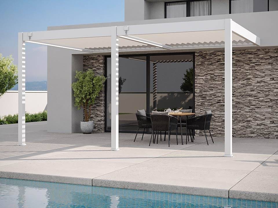 Pergola Bioclimatique Aluminium Adossee 19m² - 3,6x5,3 - Blanc - Lames Orientables de 0 à 120 degrés - HALO 19 - Imagen 2