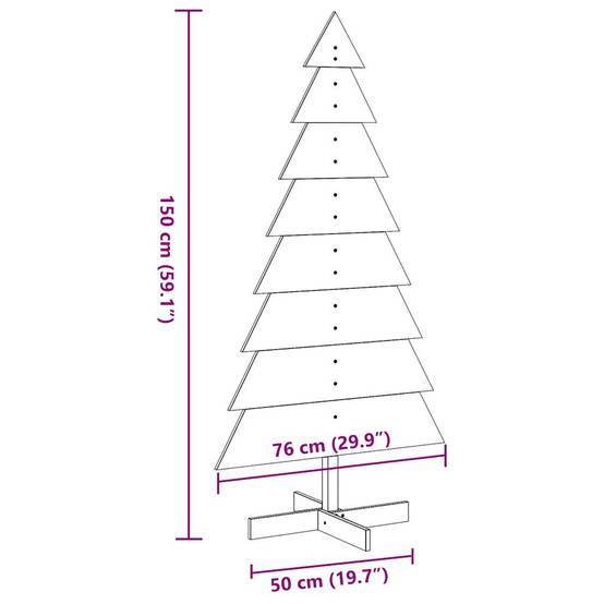Sapin de Noël en Bois Pin Massif Décoration Intérieure 150 cm Blanc – ComfortXL Outdoor Living - Image 8