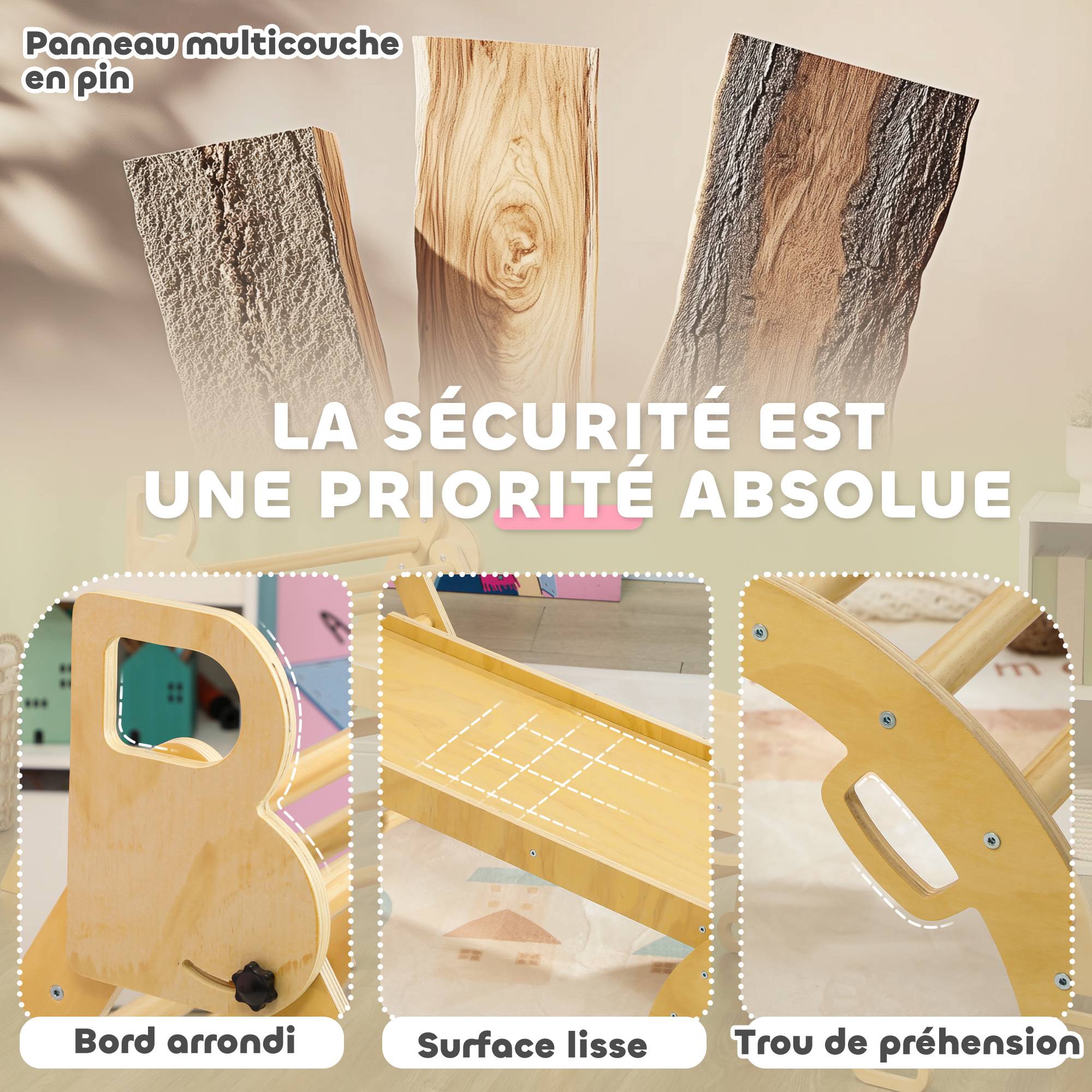 5 en 1 Triangle arche d'escalade enfants avec triangle d'escalade, rampe d'escalade réversible, bascule - Image 7