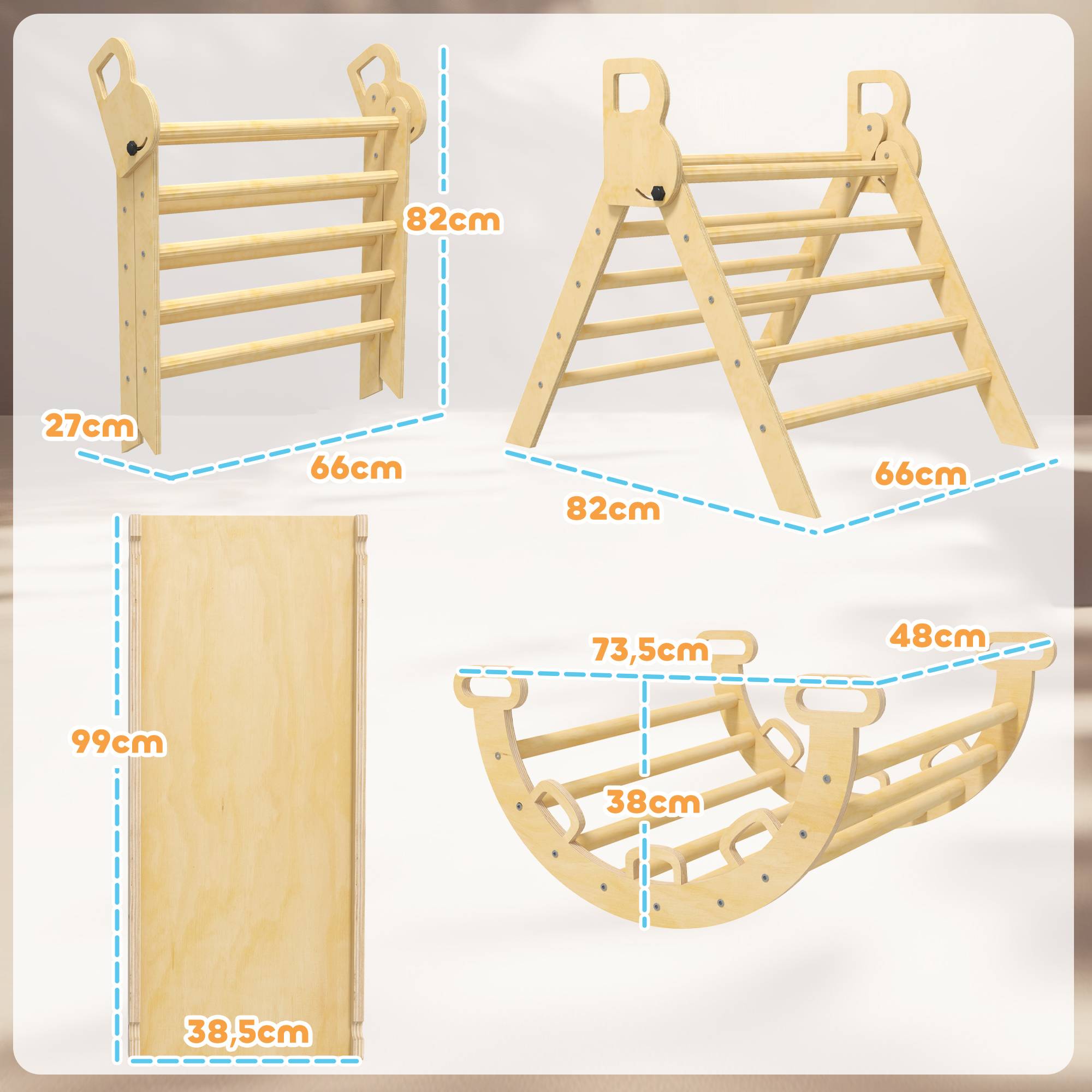 5 en 1 Triangle arche d'escalade enfants avec triangle d'escalade, rampe d'escalade réversible, bascule - Image 5
