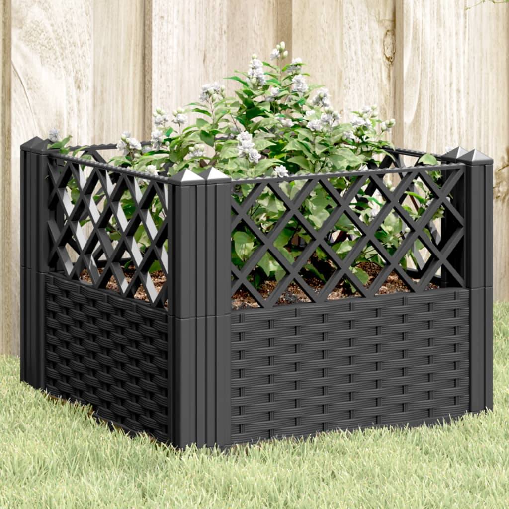 Jardinière avec Piquets PP Noir 43.5 x 43.5 x 43.5 cm - PANGIVO - Image 1