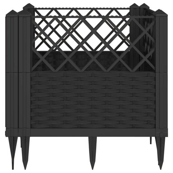 Jardinière avec Piquets PP Noir 43.5 x 43.5 x 43.5 cm - PANGIVO - Image 4