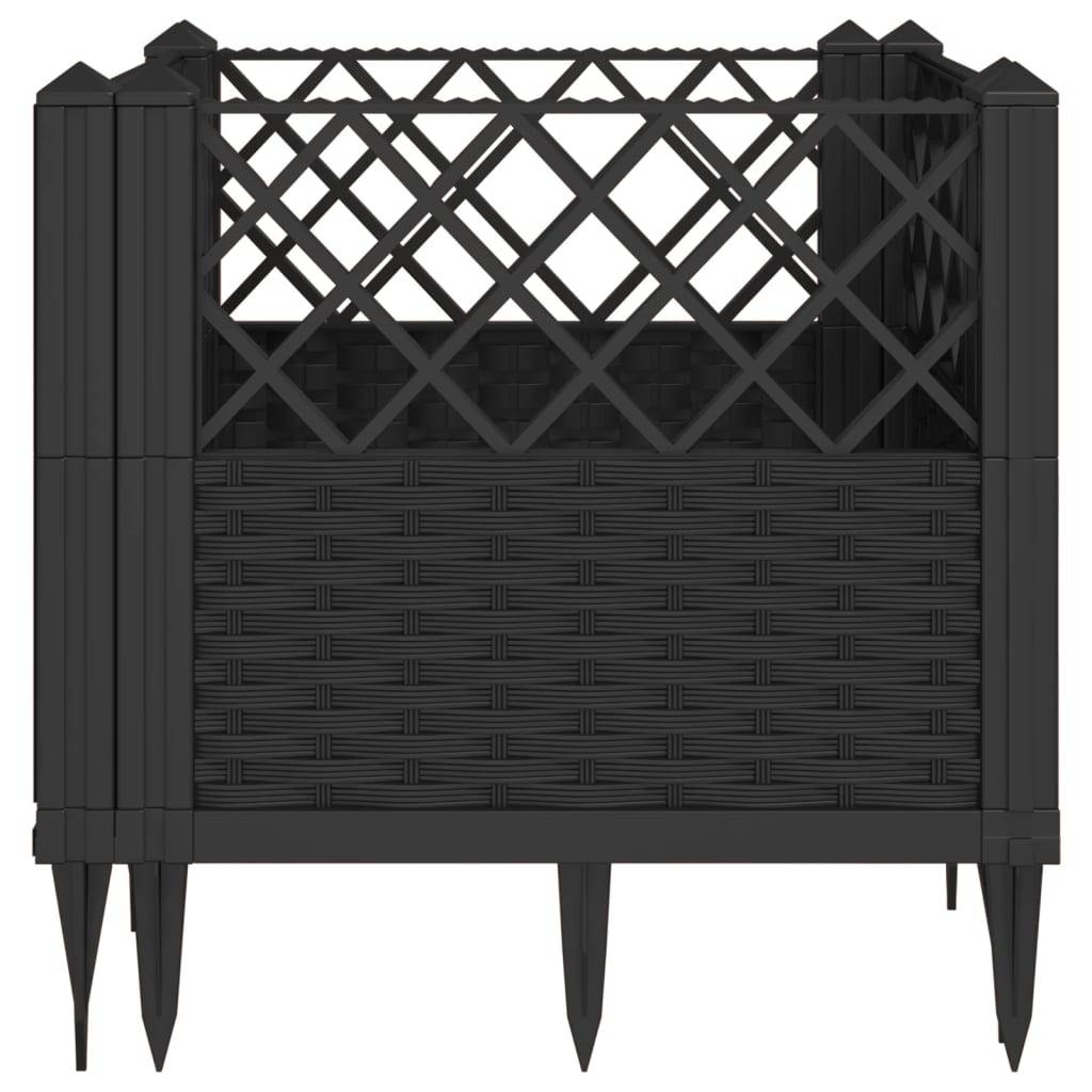 Jardinière avec Piquets PP Noir 43.5 x 43.5 x 43.5 cm - PANGIVO - Image 4