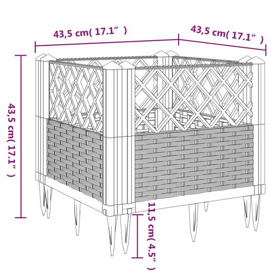 Jardinière avec Piquets PP Noir 43.5 x 43.5 x 43.5 cm - PANGIVO - Image 8