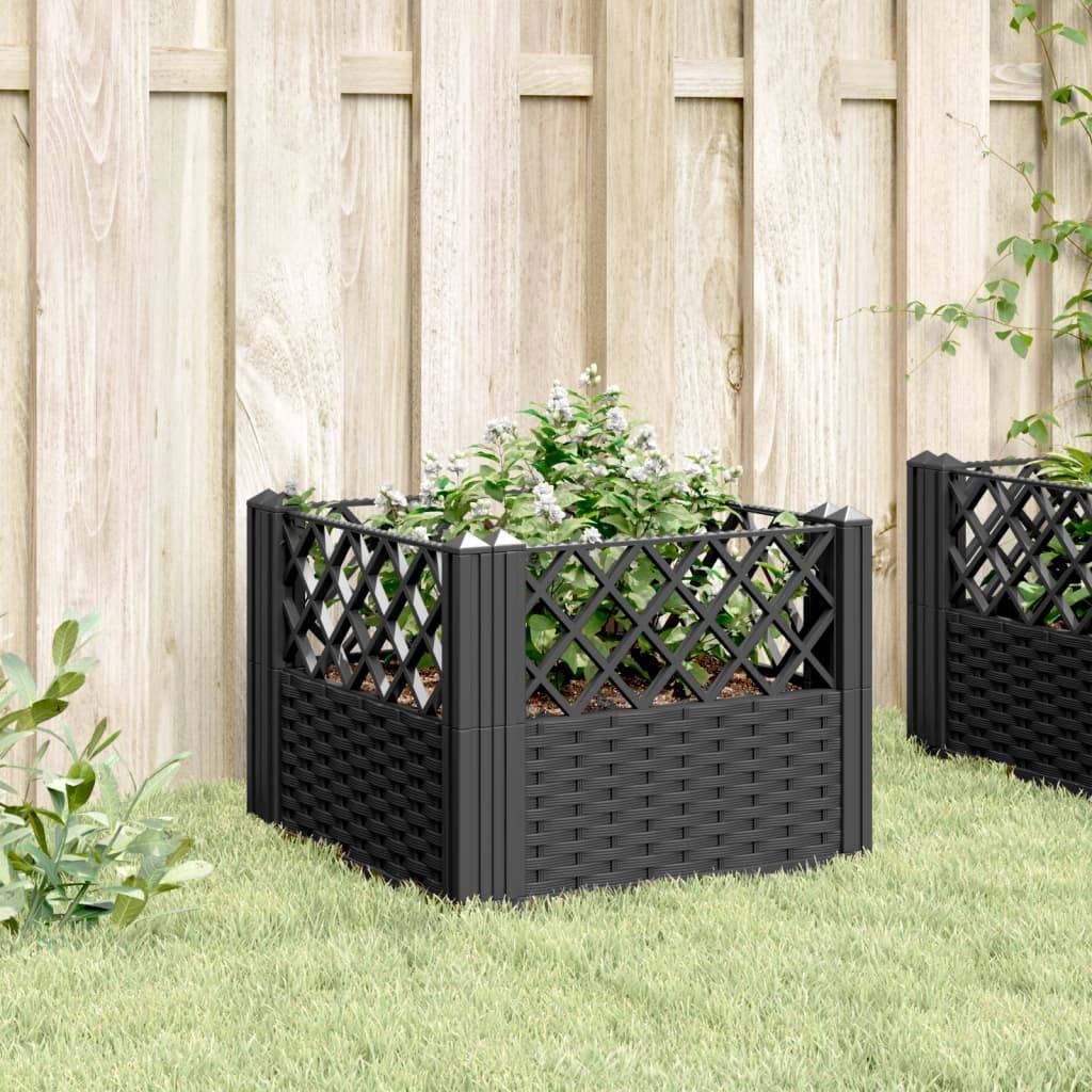 Jardinière avec Piquets PP Noir 43.5 x 43.5 x 43.5 cm - PANGIVO - Image 3