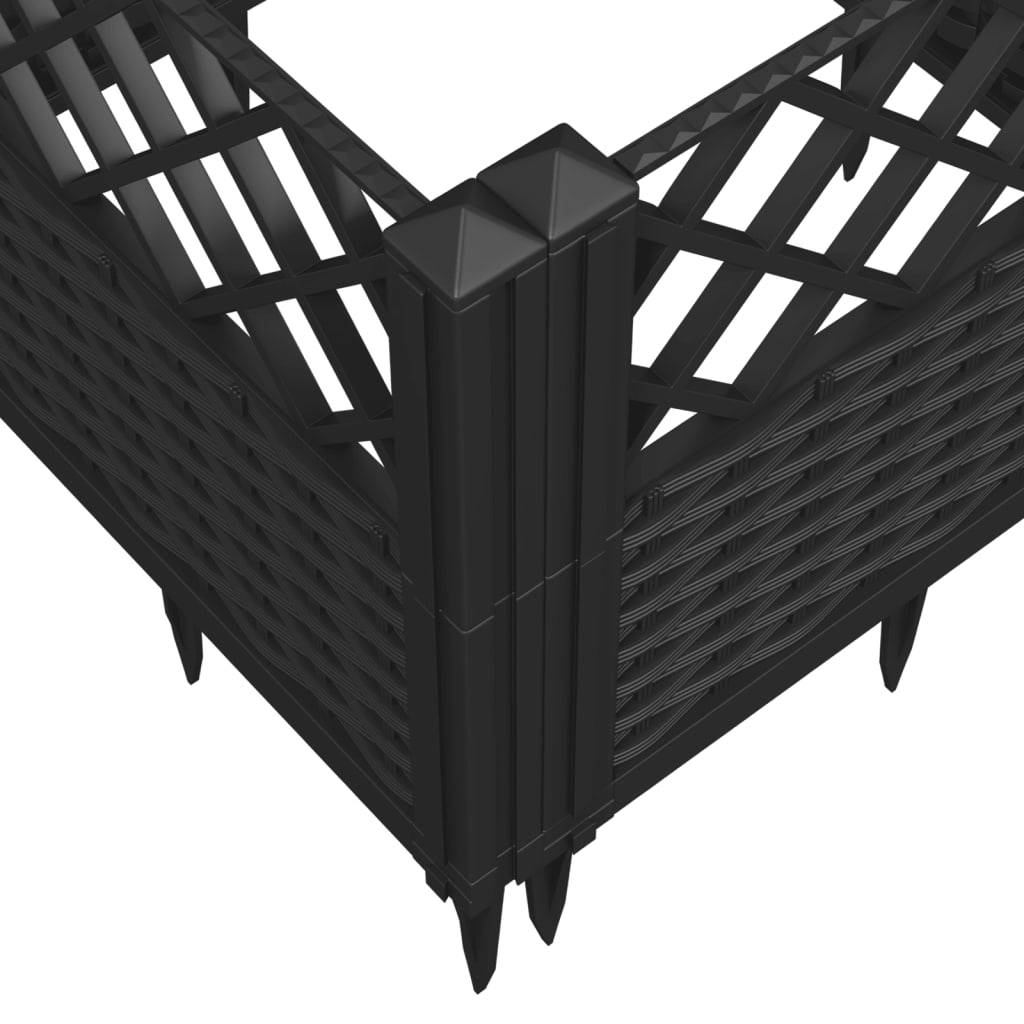 Jardinière avec Piquets PP Noir 43.5 x 43.5 x 43.5 cm - PANGIVO - Image 7