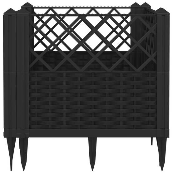 Jardinière avec Piquets PP Noir 43.5 x 43.5 x 43.5 cm - PANGIVO - Image 5