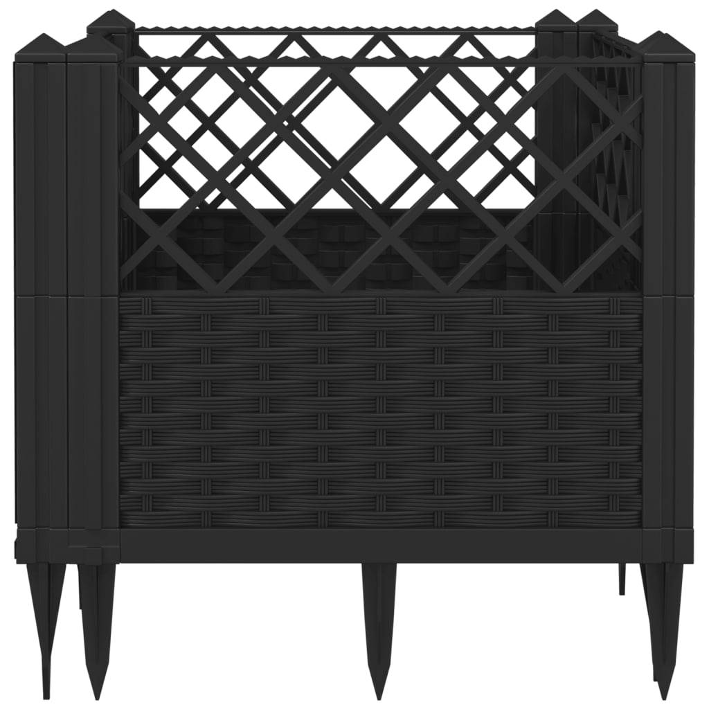 Jardinière avec Piquets PP Noir 43.5 x 43.5 x 43.5 cm - PANGIVO - Image 5