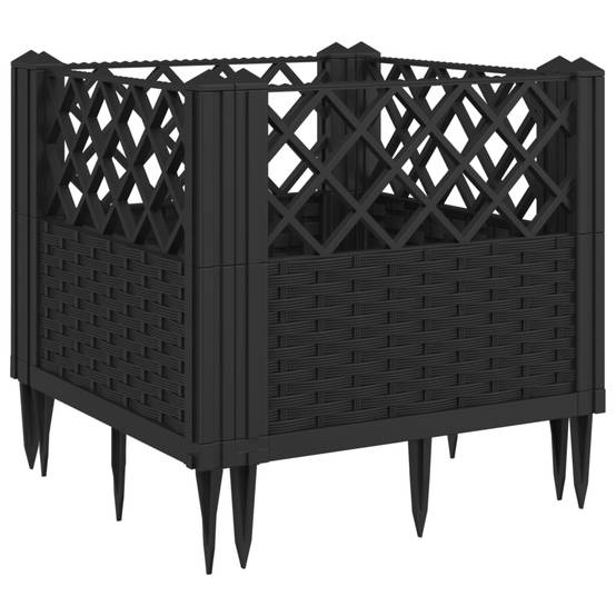 Jardinière avec Piquets PP Noir 43.5 x 43.5 x 43.5 cm - PANGIVO - Image 2