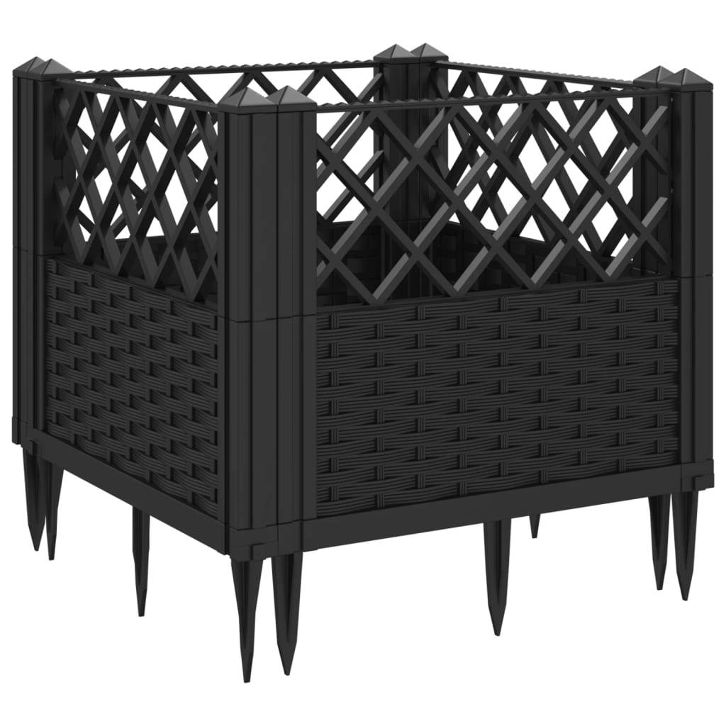 Jardinière avec Piquets PP Noir 43.5 x 43.5 x 43.5 cm - PANGIVO - Image 6