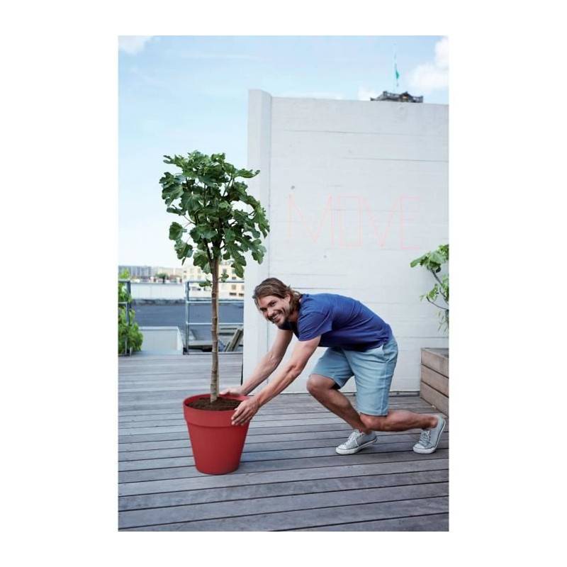 Elho - Pot De Fleur - Elho - Loft Urban Rond - Roues 40 - Rouge - L 39 X B 38.5 X H 35 Cm - Extérieur - 100% Recyclé - Imagen 5