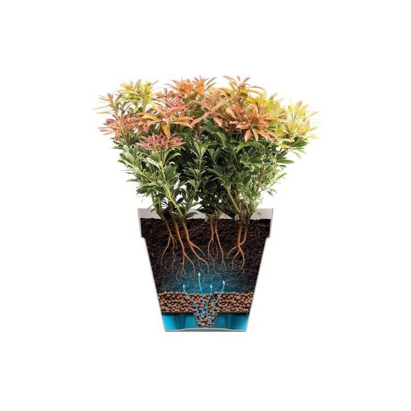 Elho - Pot De Fleur - Elho - Loft Urban Rond - Roues 40 - Rouge - L 39 X B 38.5 X H 35 Cm - Extérieur - 100% Recyclé - Imagen 6