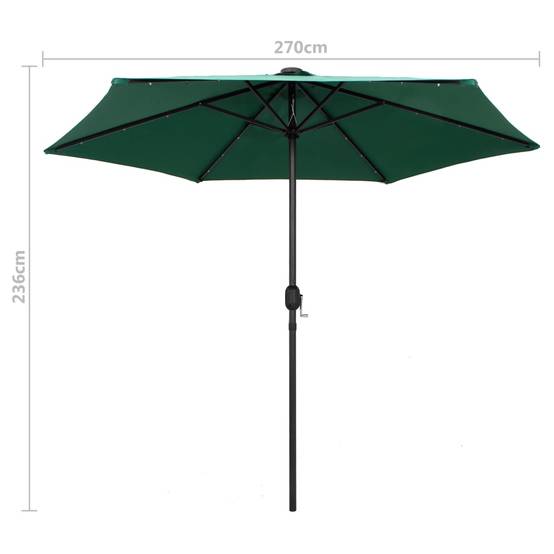 Vidaxl - Parasol de jardin avec lumières LED et mât en aluminium vert vidaXL 47352 - Imagen 8