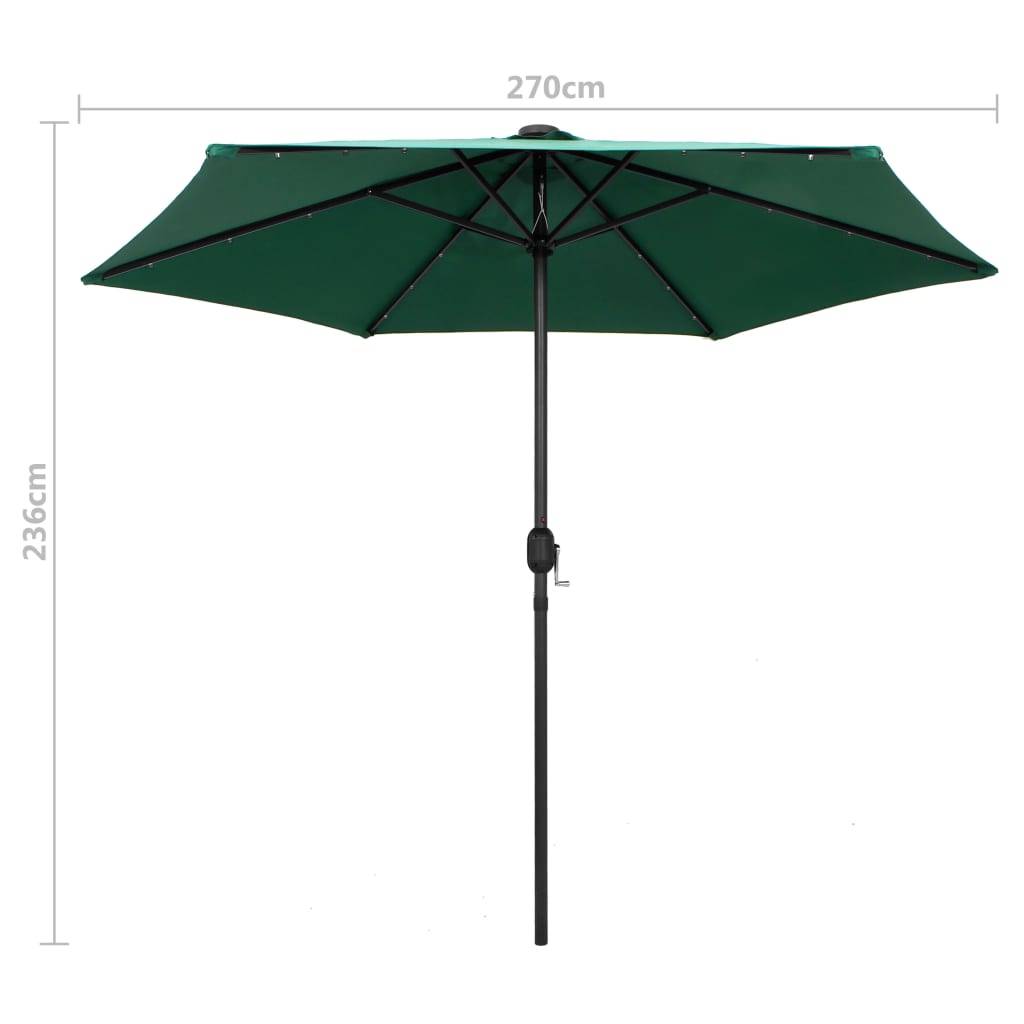 Vidaxl - Parasol de jardin avec lumières LED et mât en aluminium vert vidaXL 47352 - Imagen 8
