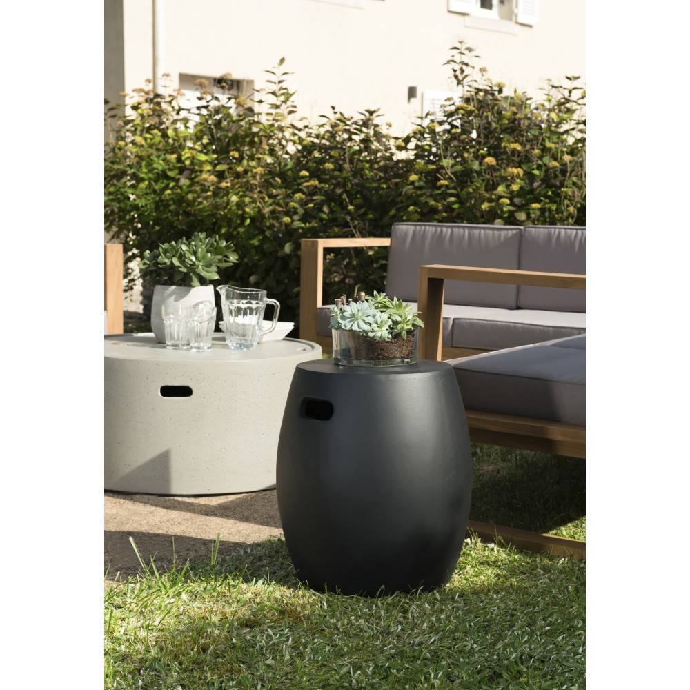 HECTOR - Table d'appoint de jardin ronde béton 43x43 cm noir - Image 5