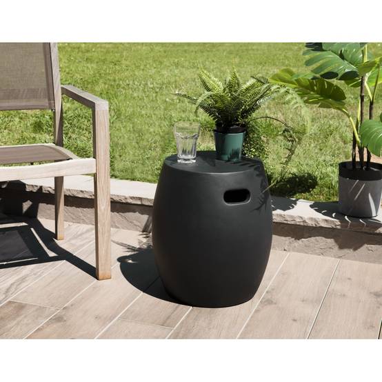 HECTOR - Table d'appoint de jardin ronde béton 43x43 cm noir - Image 2