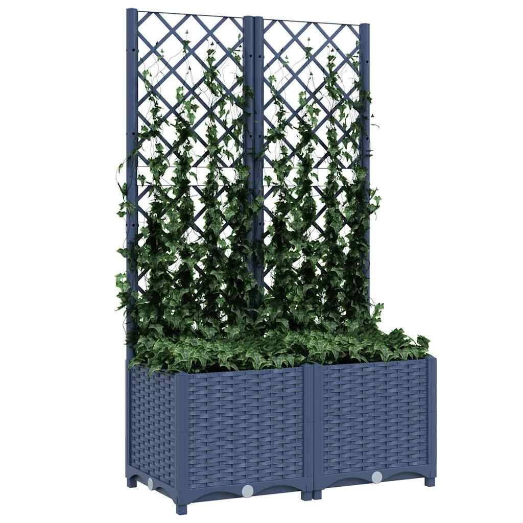 Vidaxl - Jardinière de jardin avec treillis Bleu Gris 80x40x136 cm PP vidaXL 318251 - Image 4