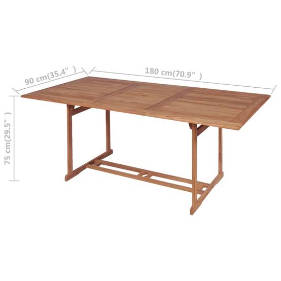 Table de jardin Bois de teck solide 180 x 90 x 75 cm, Poids :25kg - PANGIVO - Image 7