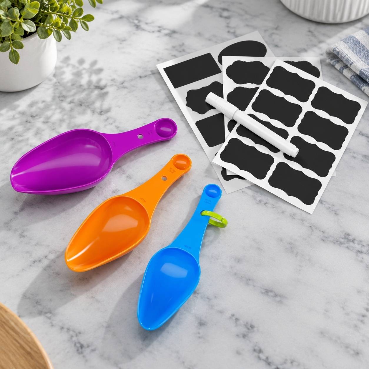 Set de 16 Boîtes de Rangement Alimentaire avec Étiquettes Craie et Cuillères Doseuses - Image 4